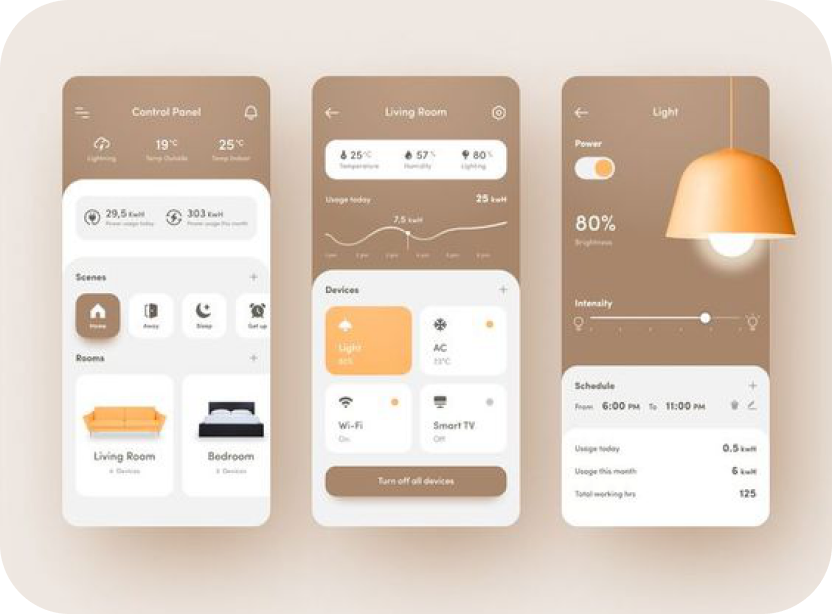 Smart home app UI screens